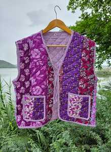 Veste matelassée en coton faite à la main, imprimé indien, style bohème pour femme, manteau d'hiver - Product Image 2