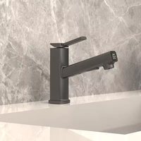 Robinet de salle de bain en laiton et céramique traditionnel à alimentation hydraulique avec affichage numérique LED de la température, robinet intelligent pour lavabo