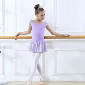 Fabriek Verkoop Custom Kant Tule Supplex/Katoenen Stof Training Danskleding Ballet Turnpakje Voor Meisjes Dans Klasse Wearr Leotard