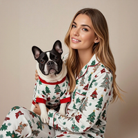 Ensemble de pyjama familial pour animaux de compagnie en coton pur, écologique et tendance, polyester respirant et confortable, vêtements de Noël pour chien