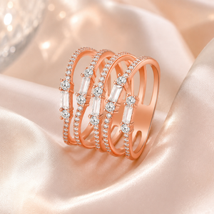 Anello Irregolare Stratificato in Oro Rosa per Donne, Elegante Gioiello da Dito alla Moda - Product Image 3