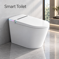 Toilette intelligente moderne avec bidet intégré, capteur au pied, chasse d'eau automatique, siège chauffant, séchoir à air chaud, lumière d'ambiance monocolore et télécommande