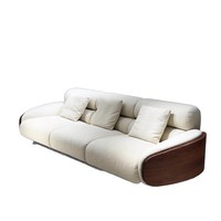 Nouveau canapé en bois de noyer noir d'Amérique du Nord, rembourré en chenille, bois massif, haut de gamme, pour salon, en ligne droite, trois places