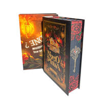 Livres reliés personnalisés de style rétro flamboyant avec bords colorés, gaufrage et logo personnalisé, format A5