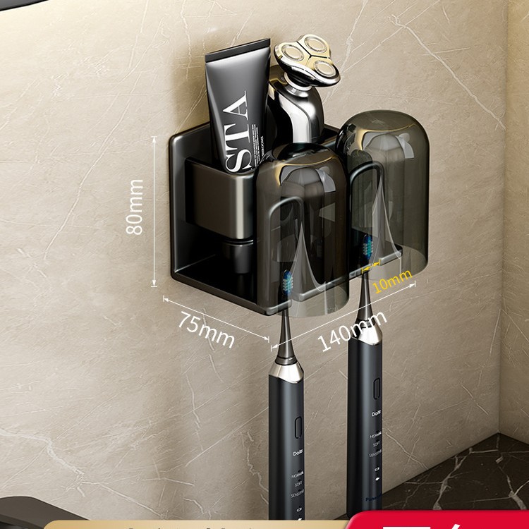 ที่วางแก้ว Yahei แบบ 2 ช่อง พร้อมกาวติดตั้งแบบไม่ต้องใช้ตะปู