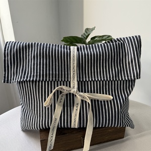 BSCI Custom Stripe Portable Travel Cosmetics Wash Makeup <b>Bag</b> Stripes Large Toiletry Pouch Cotton Canvas Envelope Make up <b>Bag</b> - Product Image 1