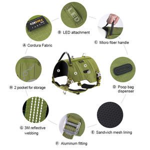 Truelove Atacado Ajustável Rastreamento <span class=keywords><strong>Dog</strong></span> Backpack <span class=keywords><strong>Harness</strong></span> Reflexivo Nylon Durável Respirável Treinamento Pet <span class=keywords><strong>Harness</strong></span> com Luz - Product Image 3