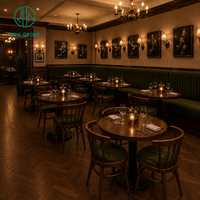 Ensemble de table ronde en bois et chaises rembourrées Ron Group pour restaurant commercial, avec banquette en velours en forme de L à dossier haut