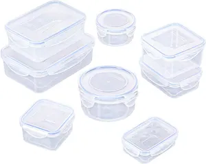 Plastic food container with lid sealed 100% leak-proof lunch box, kitchen set can be placed in refrigerator, microwave heating.