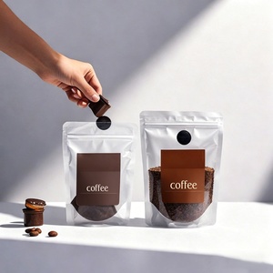 Bolsas de Plástico Transparentes Personalizadas con Impresión, Selladas en Ocho Lados, con Fondo Plano, para Empacar Granos de Café y Alimentos, con Válvula y Cierre - Product Image 1