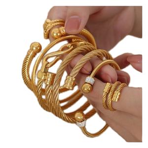 Women's Gold Fashion Bangles Middle East Beads Dubai <b>Balls</b> <b>Bracelets</b> Ethiopian Saudi Arabia Wedding Jewelry African Gifts - Product Image 1