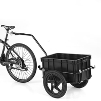 Remorque de vélo robuste avec grande boîte de transport en plastique, remorque utilitaire à deux roues pour le shopping et le camping