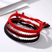 Bracelet d'amitié en corde tressée réglable fait main, style ethnique chinois, unisexe, cadeau pour couple porte-bonheur rouge