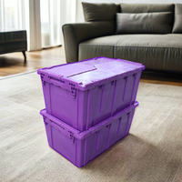 68x43x32cm fourre-tout en plastique avec couvercles boîtes fourre-tout de stockage mobiles surface de sérigraphie couvercles transparents