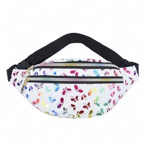 Bolsa de Cintura con Doble Cremallera Colorida, Moderna, para Viaje, con Estampado de Mariposas, de PU, para Mujer - Product Image 1