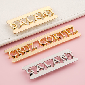 Custom Luxury Logo <strong>Metal</strong> Gold Bag Label Letters <strong>Metal</strong> Bag Label Nickel Letters <strong>Metal</strong> Logo <strong>Name</strong> <strong>Plate</strong> for Handbag - Product Image 2