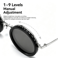 Lunettes de soleil polarisées rondes rétro réglables avec filtre ND9, logo personnalisé, protection UV400, monture en alliage Al-Mg, vente en gros pour hommes