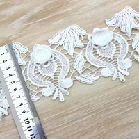 Zèle en gros couleurs personnalisées 3D fleur broderie strass cristal paillettes perles blanc dentelle garniture pour vêtements accessoires