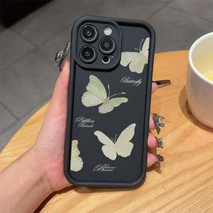 เคสโทรศัพท์ซิลิโคนเหลวแบบนิ่ม TPU สำหรับ iPhone 16 Promax 15 14 Pro Max 13 12 11 X Xs XR 7 8 Plus ลายผีเสื้อสีทอง - Product Image 2