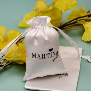 Pochette en satin de soie dense de luxe en gros avec cordon de serrage |   Sac d'emballage pour bijoux avec logo personnalisé - Product Image 2