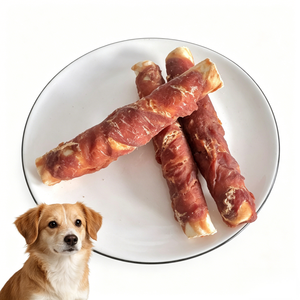 Friandises pour chiens OEM : Bâtonnets sandwichs en cuir <span class=keywords><strong>de</strong></span> poulet et <span class=keywords><strong>de</strong></span> <span class=keywords><strong>canard</strong></span>, sans céréales, riches en protéines, pour des soins dentaires durables - Product Image 1