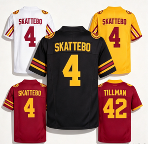 Camiseta de Fútbol Americano de los Arizona State Sun Devils # 4 Skattebo # Colección de Camisetas Universitarias Cosidas para Hombre 42 Tillman - Product Image 1