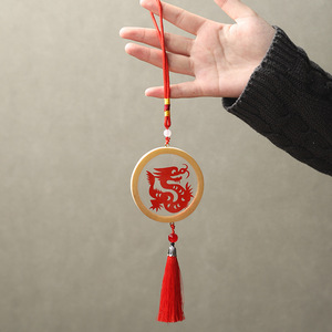 Mini miroir rond en bambou, portable, avec motif floral, style chinois, cadeau culturel créatif - Product Image 3