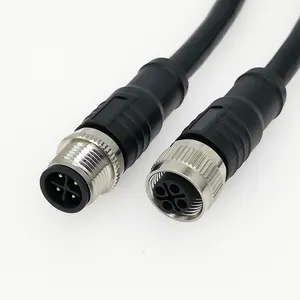 Custom Male Female Plastic M12 S Code 2 3+PE 4 Pin Metal Screw Connector Cable