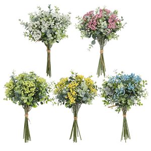 Nouveau bouquet de fleurs artificielles en eucalyptus et gypsophile, en plastique, pour mariage, décoration intérieure et accessoires de photographie - Product Image 5