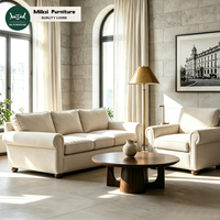 Ensemble de canapés sectionnels élégants pour salon, mobilier d'intérieur, accoudoirs roulés, pieds en bois massif, canapé en tissu en forme de L pour hôtel cinq étoiles