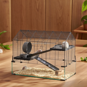 <span class=keywords><strong>Cage</strong></span> à fil métallique anti-mastication pour petits animaux avec fond de réservoir en <span class=keywords><strong>verre</strong></span> respirant pour gerbilles et rongeurs - Product Image 3