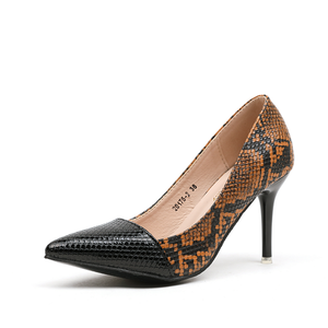 Zapatos de tacón fino y estampado de serpiente, Punta simple, moda europea americana - Product Image 2