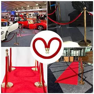 Crowd Control Pink Stanchion Ropes Velvet Rope With Chrome Plated Hooks