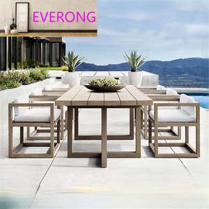 Durable Modern Solid <strong>Teak</strong> Outdoor <strong>Table</strong> and Chair Set with Waterproof Sunscreen Finish for Villa Garden Terrace - Product Image 1
