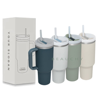 Mug de voyage isotherme en acier inoxydable coloré Beauchy Vacuum Metal Cup 40oz avec poignée, couvercles et paille