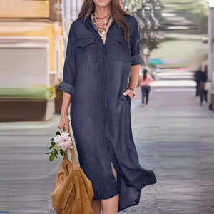 Beliebte lange Jeansröcke, neue Blusen-Kragen-Freizeitröcke - Product Image 1