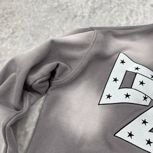 Nouveau design, sweat à capuche zippé en coton biologique délavé, coupe courte, surdimensionné, à double capuche, brodé, effet délavé à l'acide - Product Image 3