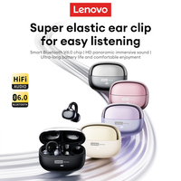 Écouteurs sans fil originaux Lenovo LE302, écouteurs intra-auriculaires à clip d'oreille, stéréo HiFi 6.0, suppression du bruit, pour la musique, les appels et les jeux