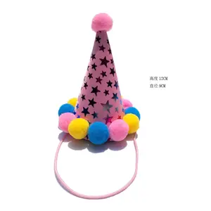 Pet Suppliers Shiny Birthday Gift Round Shape Pet Cute Hats Dog Birthday Hat Pet Apparel Accessories