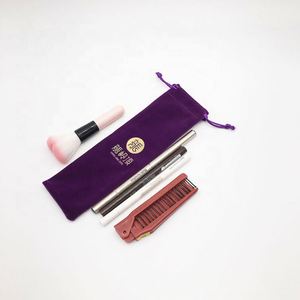 Pochette à crayons et stylos en velours écologique avec logo imprimé personnalisé, pochettes pour pinceaux de maquillage et sourcils, avec couleurs et tailles personnalisées - Product Image 5