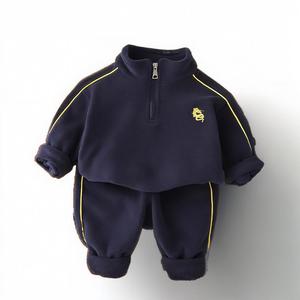 Completo Invernale 2026 Nuovo Completo Casual per Bambini: Felpa in Velluto con Mezza Zip e Pantaloni, Set Due Pezzi Ispessito - Product Image 4