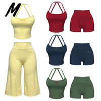Nouvel Arrivage Milady – Ensemble 2 Pièces Short et Caraco Rembourré pour Femme, Respirant, Écoresponsable, Spandex/Nylon, Coupe Ajustée, Décontracté, Idéal Entraînement