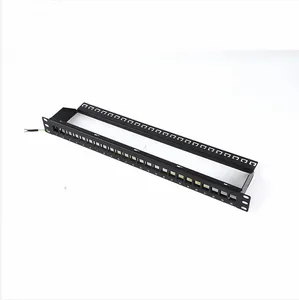 1U STP Em branco 24 portas patch panel com barra traseira blindada Modular distribuição frame vazio patch panel