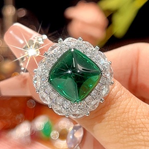 Bijoux en cuivre écologiques tendance pour femmes, ensemble de haute qualité, zircon vert émeraude 14*14mm, plaqué laiton, ensemble vintage haut de gamme - Product Image 4