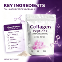Poudre de peptides de collagène multi-sources, nourrie à l'herbe, avec biotine et vitamine C pour la beauté de la peau et le soutien articulaire, 110g, végétalien pour adultes