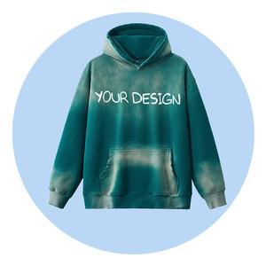 Sudadera con Capucha Extra Grande de Felpa Lavada al Ácido, 100% Algodón, 500 g/m², con Logotipo Personalizado Bordado, Teñido por Pulverización, Unisex, Invierno, Talla XL, para Hombre y Mujer - Product Image 2