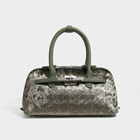 Sac à main de luxe pour femme en fausse fourrure, sac bowling avec fermoir rotatif, poignée en cuir roulé, sac à bandoulière et sacoche