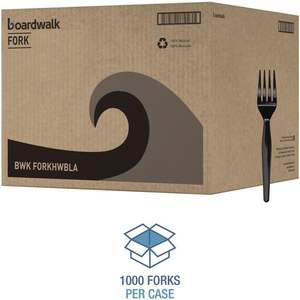 Fourchettes en polystyrène lourd Boardwalk noires, emballées individuellement, 1000/carton, pour hôtels, cuillères à thé pour mariages et fêtes - Product Image 5