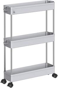 슬림 스토리지 카트 3 계층 모바일 선반 단위 주최자 슬라이드 스토리지 롤링 유틸리티 카트 타워 랙 주방 욕실 - Product Image 2