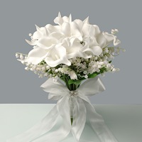 Bouquet de mariée minimaliste de style coréen, artificiel, noué à la main, avec lys blancs Calla et muguets, pour cérémonies de mariage, en PE